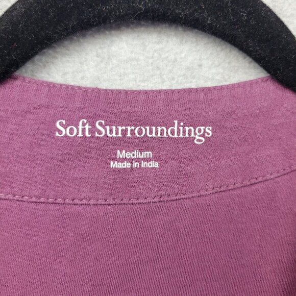 Soft Surroundings Playa Embroidered Open Jacket Dark Berry Size Medium Cotton - Picture 10 of 16
